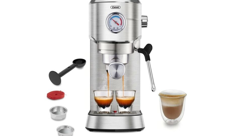 Gevi Espresso Machine 20 Bar, Professional Espresso Maker with Milk Frother Steam Wand, Compact Semi-Automatic Espresso Machines for Cappuccino, Latte