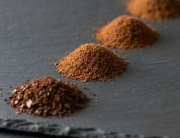 Coffee ground at different sizes from coarse to fine