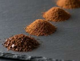 Coffee ground at different sizes from coarse to fine