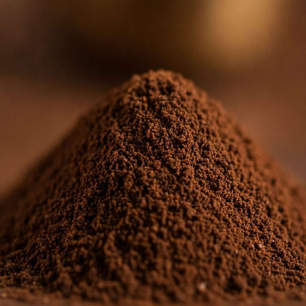 Fresh espresso coffee grounds showing grind texture