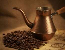 Rustic still life evoking the history of coffee