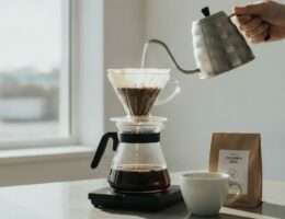 Specialty coffee pour-over and tasting setup