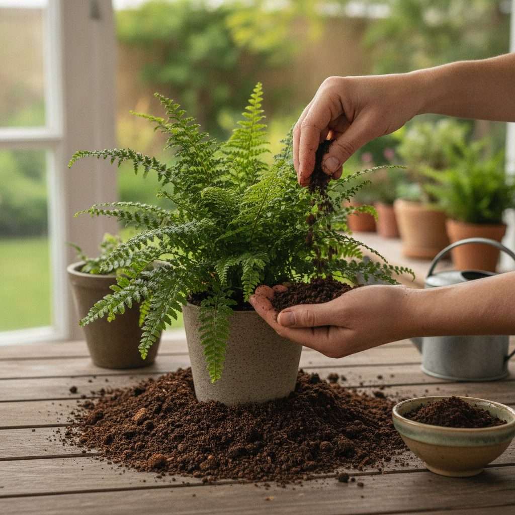 Used coffee grounds added to garden compost